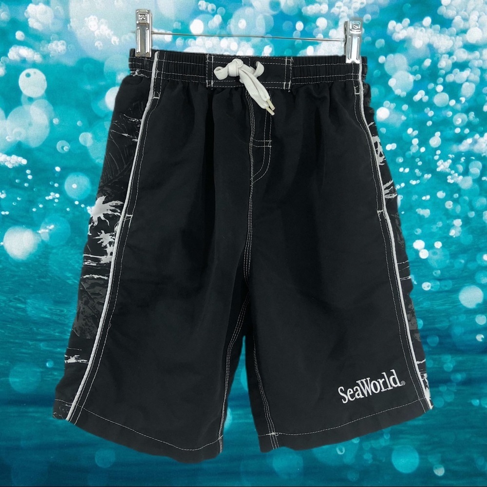 Sea World Boy’s Black Swim Trunks
